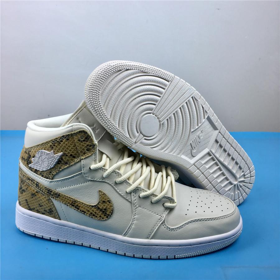 Air Jordan 1 Hi Premium WMNS White SnakeSkin Yellow Shoes